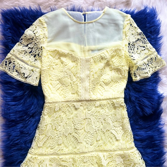 New! FRENCH CONNECTION Lace Ruffle Fit & Flare Mini Dress - Picture 7 of 11